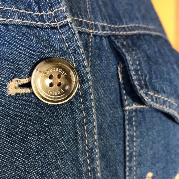 Thursday Island Urban Vintage long soft denim embroidered jacket, blazer - Picture 10 of 16